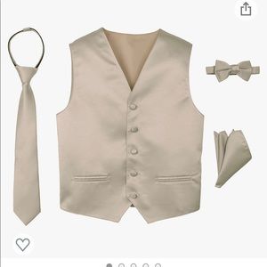 Gold vest with matching bow tie and handkerchief